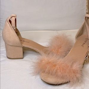 Fabulous pink puff block heels